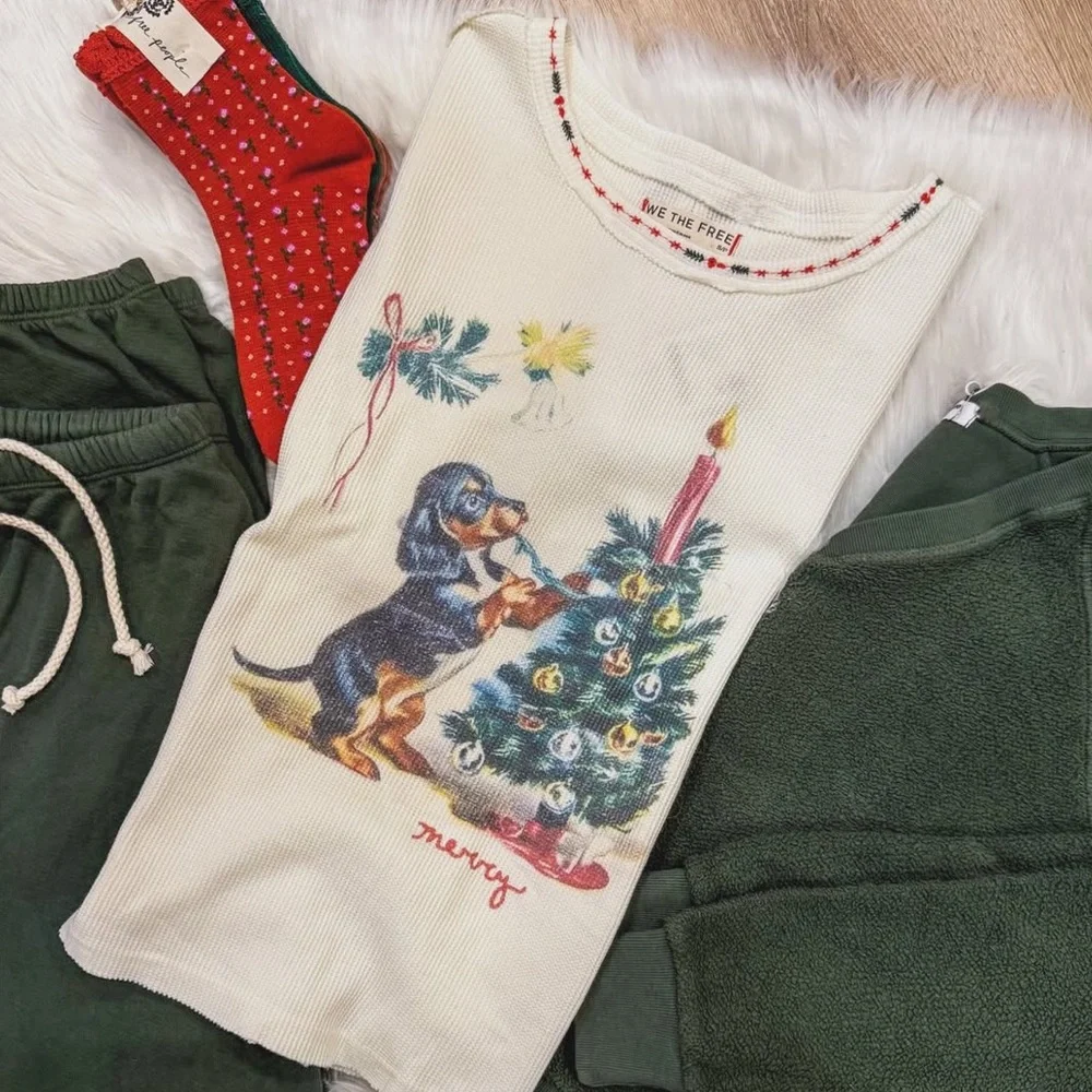 Free People X We The Free Merry Meowy Tee in Ivory Combo